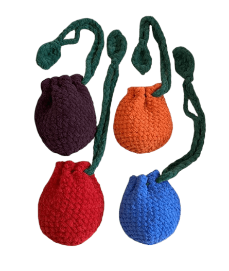 Assorted Fruit Drawstring Pouches handmade by Monse's Crochet Creations